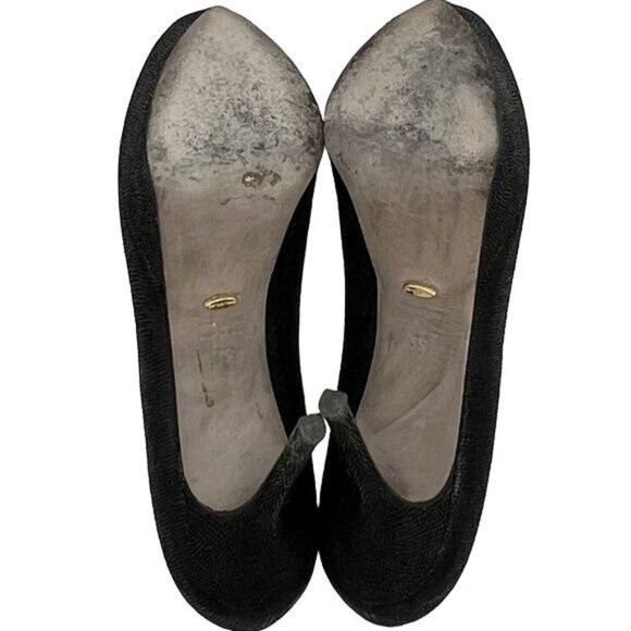 Sergio Rossi Cachet Peep Toe Textured Black Platform Stiletto Pump - Size 9 - Picture 5 of 9
